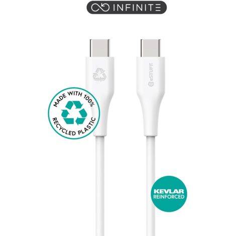 Cable USB-C eSTUFF INFINITE de 1 m, blanco, reciclado, USB 2.0, 480 Mbps 5 V/2,4 A, ES604170