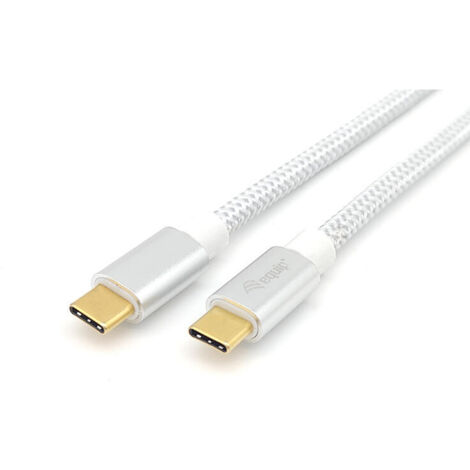 CABLE USB-C MACHO USB-C MACHO USB 3.2 0.5M TRANSFERENCIA 10G 5A (100W) COLOR BLANCO