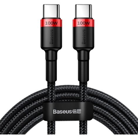 Cable USB-C PD de nailon resistente, 100 W, 20 V, 5 A, 2 m, negro.