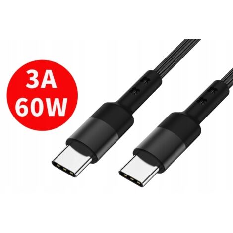 Cable USB C tipo C PD 60 W 3 A carga rápida 3.0 1 m carga rápida de teléfono