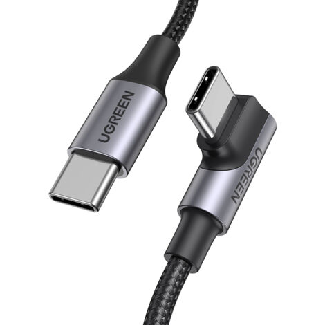 Câble USB-C tressé coudé 480 Mbit/s 2 m Noir et gris