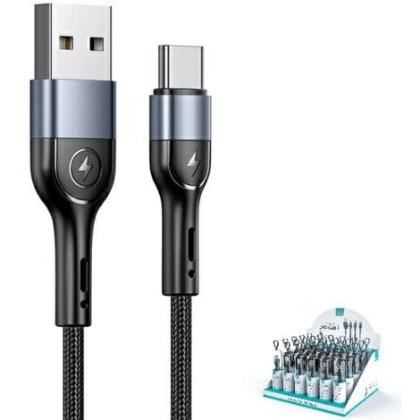 Câble USB-C tressé noir USAMS de 1 m