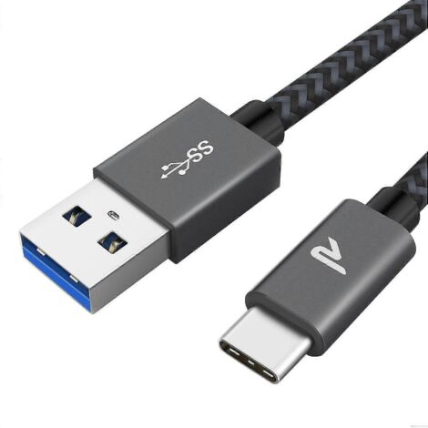 Câble USB-C [USB 3.0, 1 m], câble USB Type C, câble chargeur USB-C en nylon