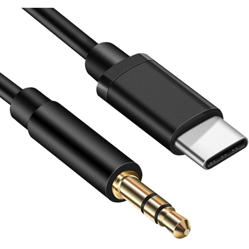 Câble USB C vers 3,5mm Jack 1M, USB C vers Auxiliaire Prise Jack, Cable Jack Adaptateur Casque, Cable Aux Voiture Stéréo Audio