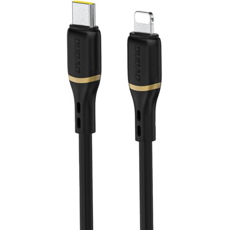 Câble USB-C vers Lightning pour iPhone avec gaine en silicone tressée 30 W 1 m - noir