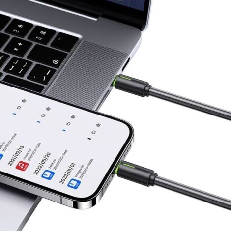 Câble USB-C vers Lightning USAMS 1 m, charge rapide, noir