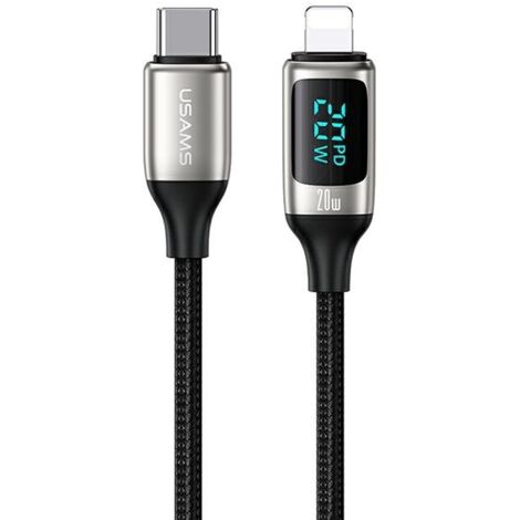 Câble USB-C vers Lightning USAMS 1,2 m, charge rapide 20 W, blanc