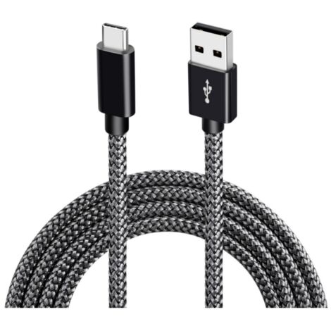 Câble USB-C vers USB 2.0, 3A pour charge rapide, 2 mètres, couleur noir