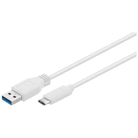 Câble USB-C™ vers USB A 3.0, Blanc, fiche USB 3.0 (type A)  Connecteur USB-C™. Longueur de câble 0.2 m
