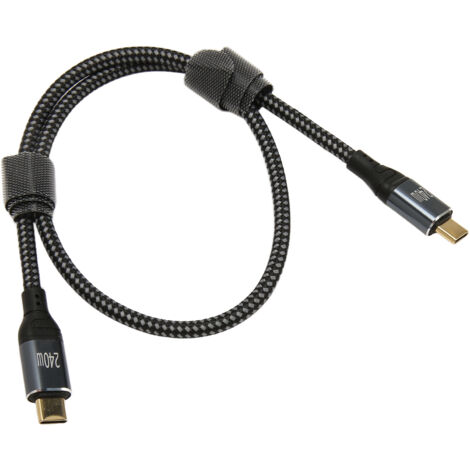 Câble USB C vers USB C 1.6ft Mâle à Mâle PD240W PD3.1 avec Puce E-Mark Nylon pour Charge Rapide Ordinateur Portable Téléphone Tablette