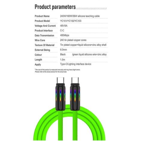 Câble USB-C vers USB-C 240 W en silicone vert