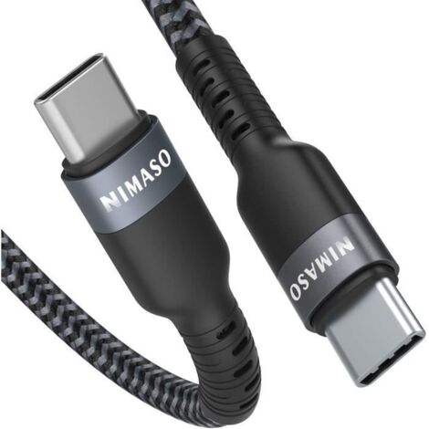 Câble USB C vers USB C 3.0(2M),NIMASO Câble USB Type C Charge Rapide Power Delivery Nylon Tressé-Noir