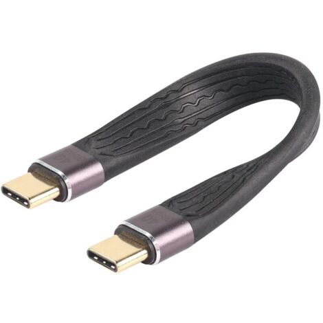 Câble USB C vers USB C 40 Gbit/s, câble court de type C vers type C USB-C mâle vers mâle 100 W câble de charge rapide FPC Design pour téléphones portables Power Bank - 13,8 cm
