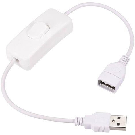 Cable USB con interruptor macho-hembra 0.30 M Blanco - Blanco