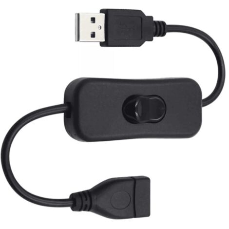 Cable USB con interruptor macho-hembra 0.30 M Negro