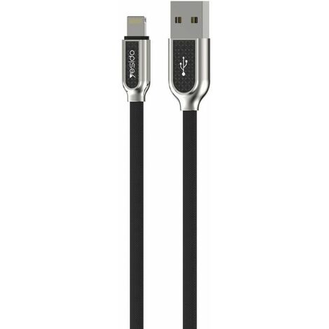 Cable USB Cotton type Lightning Iphone 1,2m Noir