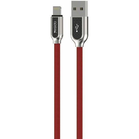 Cable USB Cotton type Lightning Iphone 1,2m Rouge