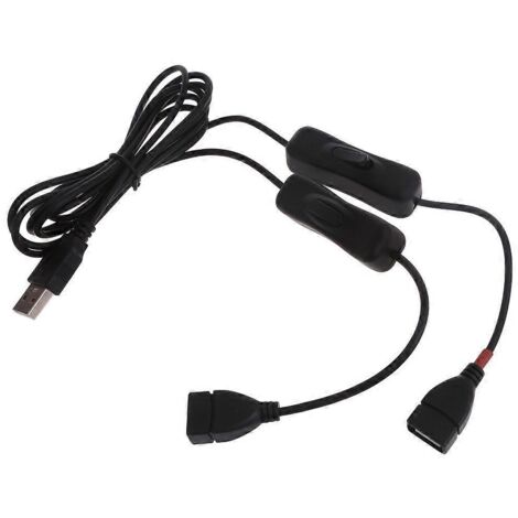 Câble USB de 1 m avec double interrupteur pour charge et connexion
