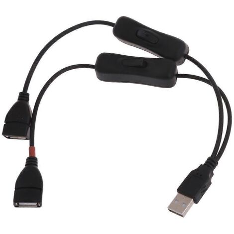 Câble USB de 30 cm avec Double Interrupteur pour Charge et Connexion