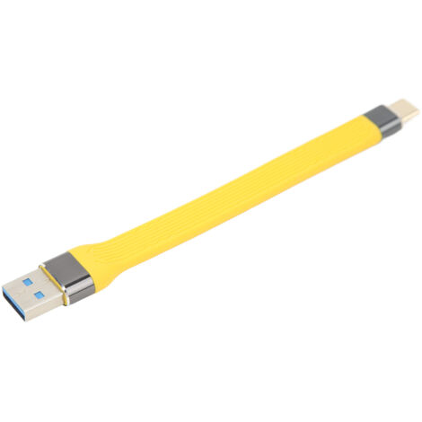 Câble USB mâle vers type C 10 Gbps 5A 13,8 cm de longueur flexible FPC jaune données pour les voyages au bureau