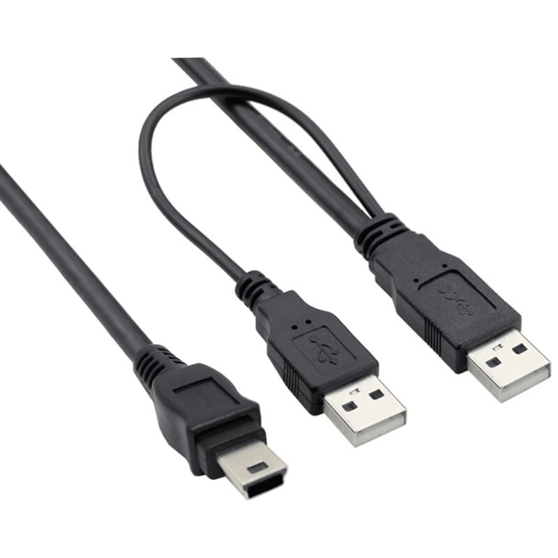 

Cable USB mini tipo B 5 pines dual-power 0.50 M Negro