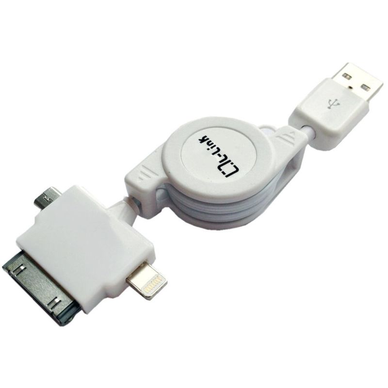 

Cable Usb Retractil 3 En 1 Iphone/Ipad - Micro Usb Y Lightning (Iphone 5) Ll-At-10