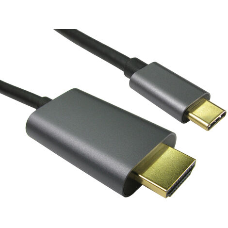 Câble USB RS PRO, HDMI mâle vers Male USB-C, Noir, 2m ( Prix pour 1 )