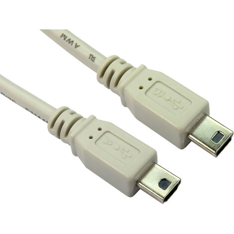 Câble USB RS PRO, Mini-B USB mâle vers Mini USB 2.0 A mâle, Gris, 1m ( Prix pour 1 )