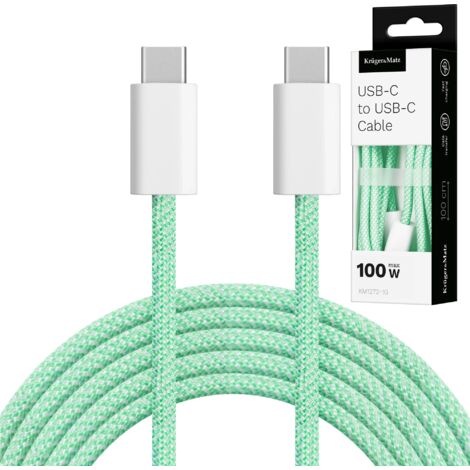 Cable USB tipo C básico Kruger&Matz, verde, 100 W, 1 m