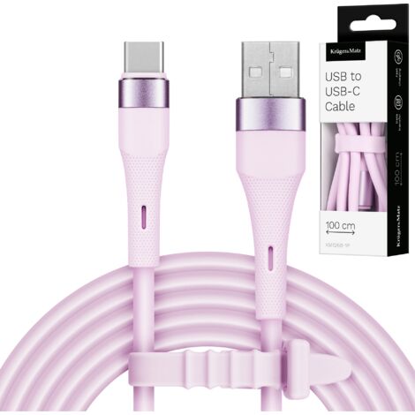 Cable USB tipo C de 1 m y 15 W, de silicona rosa, de Kruger&Matz Basic.