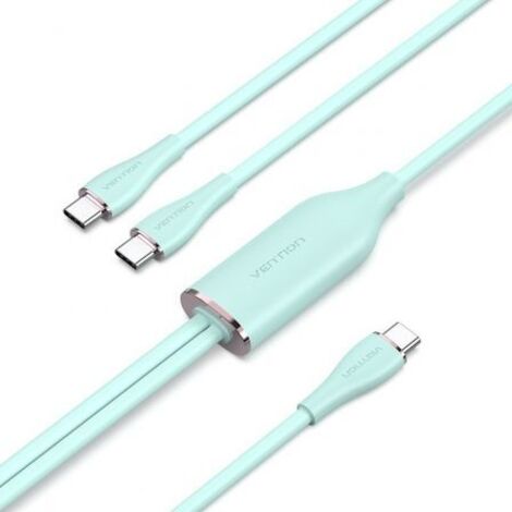 Cable USB Tipo-C Vention CTMGG/ USB Tipo-C Macho - 2 x USB Tipo-C Macho/ 1.5m/ Verde
