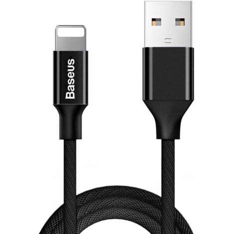 Cable USB trenzado de tela - iPhone Lightning 1,8 m - negro
