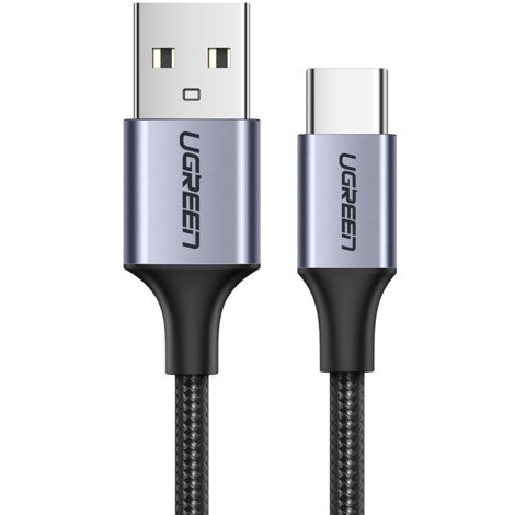 Cable USB trenzado - USB-C de carga rápida 3.0, 3 A, 0,5 m, gris