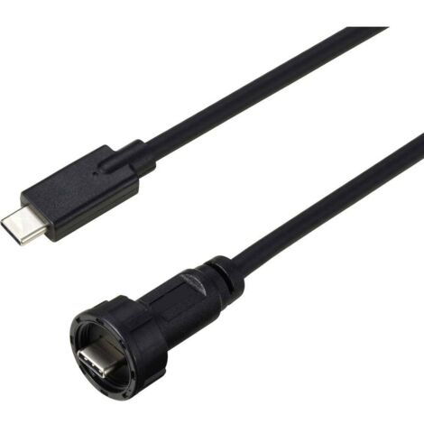 Câble USB type C ® 3.1 mâle vers mâle IP67 (filetage) 0,5 m TC-E10T-MT3.1-MWA/NWA-0.5PV-S Câble en plastique étanche TC-13543588 TRU COMPONENTS Y636043