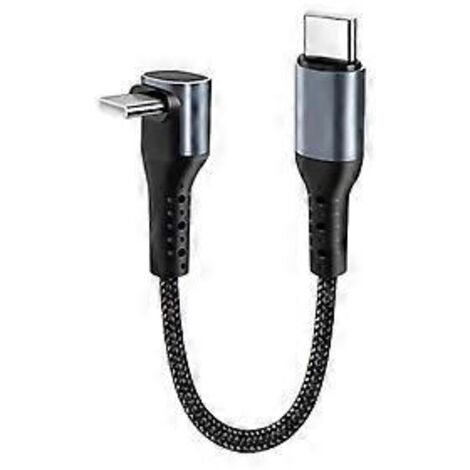 Câble USB Type C vers USB-C/USB coudé à 90° de 25 cm, câble de charge rapide pour boîtier d'alimentation (coude Type C vers Type C).