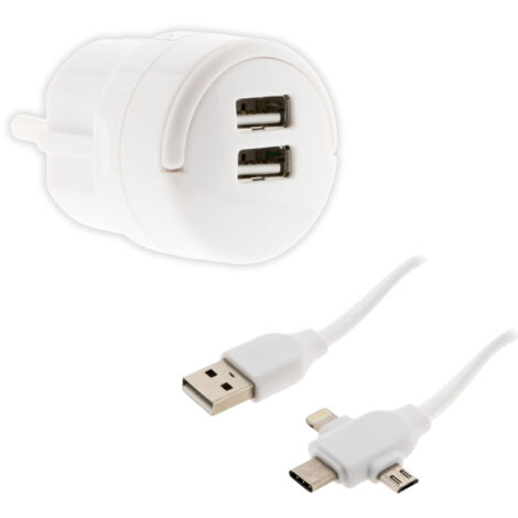 Câble USB universel USB-C/Micro USB + double chargeur USB - Zenitech