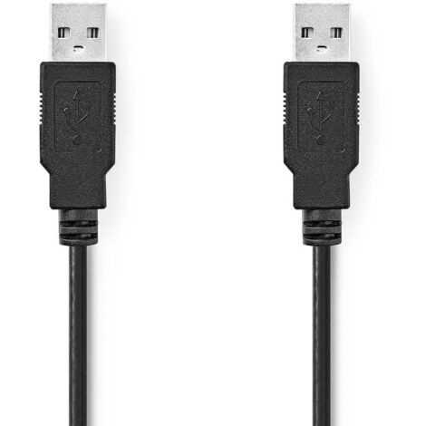 Cable usb usb 20 usb a male usb a male 480 mbps nickele 200 m rond pvc noir boite
