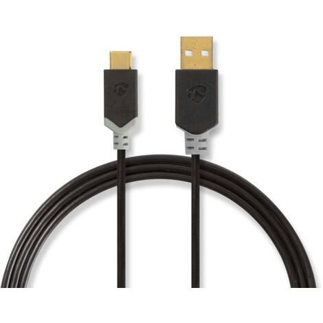Cable usb usb 20 usb a male usb c male 60 w 480 mbps plaque or 200 m rond pvc anthracite boite