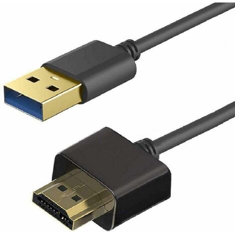 Câble USB vers HDMI, adaptateur de câble HDMI vers USB 2 M/6.6ft USB 2.0 mâle vers HDMI mâle chargeur câble séparateur adaptateur convertisseur câble cordon