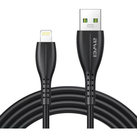 Câble USB vers Lightning AWEI 1 m, charge rapide, noir