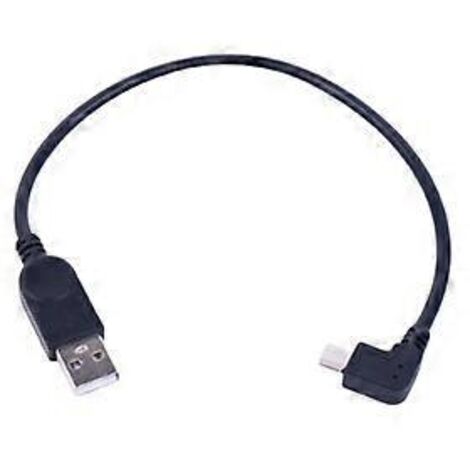 Câble USB vers mini USB coudé de 30 cm (11,81 pouces) de long, avec fonction de charge et de synchronisation de données, pour système de navigation automobile (noir).