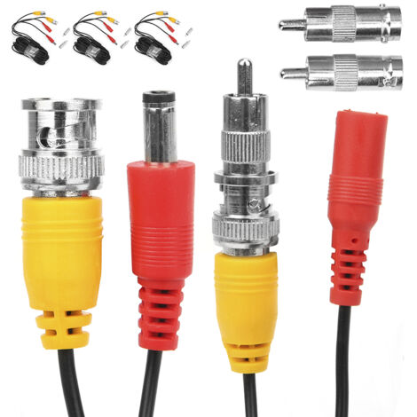 Câble vidéo BNC alimenté 10 mètres pour caméra de surveillance - Pack de 4