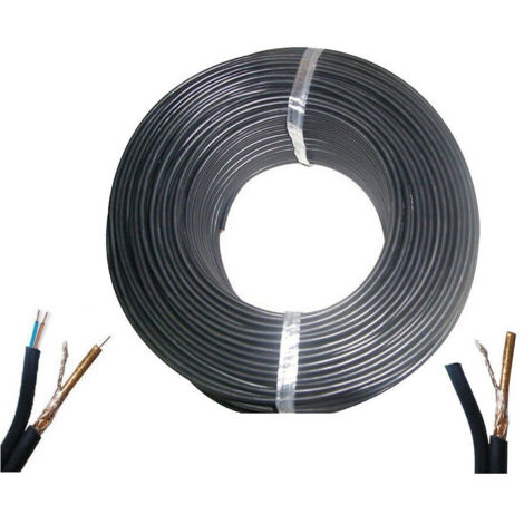 Câble Vidéo Coaxial Rg59 + 2c + Alimentation 2 Fils Pour Caméras, 200 Mètres