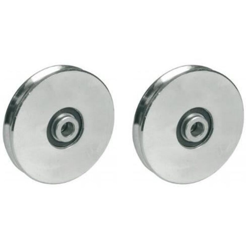 Cable Wheel - 80 mm - Zinc Plated Steel - Set of 2 - Round Groove 8 mm