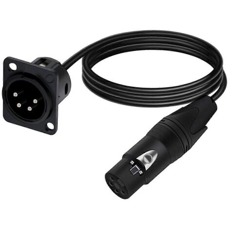 Câble XLR 4 broches à montage sur panneau, châssis vers connecteur femelle XLR, 3 mètres