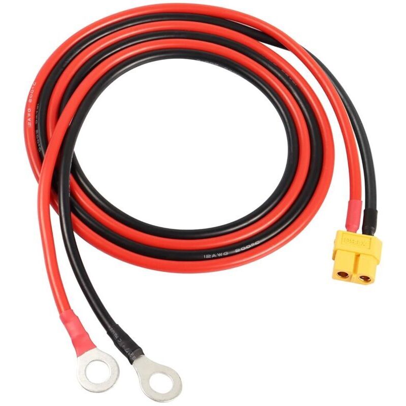 Câble XT60 à O Ring Terminal, câble XT60 femelle à O Ring Connector, avec 1M 12AWG Silicon Wire, pour RC Lipo Battery FPV Racing Drone(1M/3.3FT)