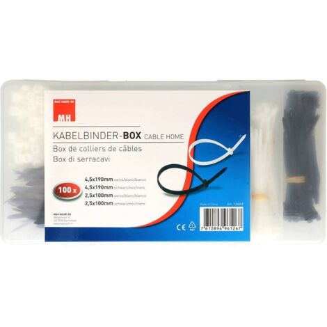 Cablehome Fascette stringitubo in plastica bianche e nere 400 pezzi