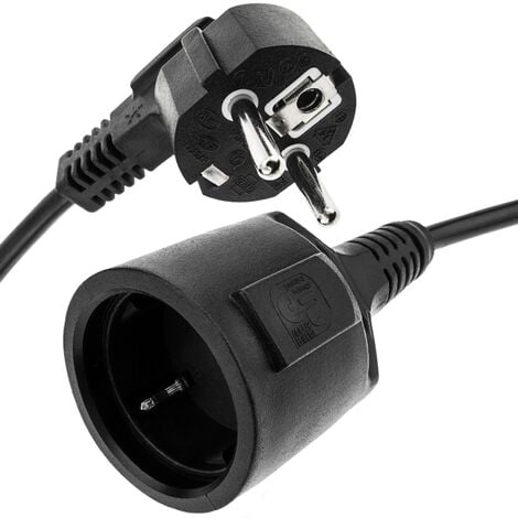 Cable Alargador de Corriente 3GO AL5M/ Schuko Hembra - Schuko Macho/ 5m/  Negro