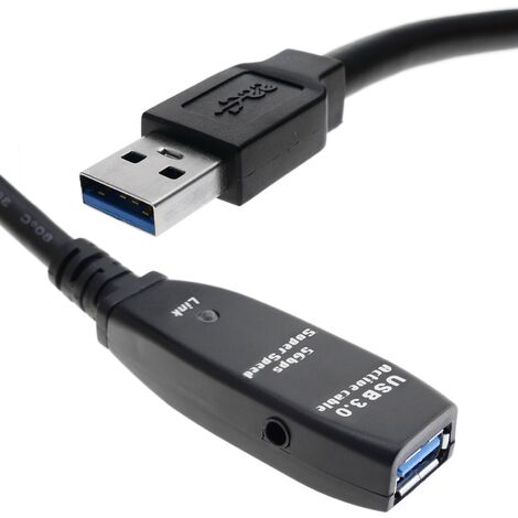 Cable USB 3.0 Prolongador Con Amplificador Y Alim., Tipo A/M-A/H, Negro,  15m - AISENS®