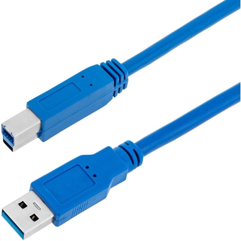 Image of Cablemarkt - Cavo ad altissima velocità con connettori usb 3.0 da tipo a maschio a tipo b maschio da 1 m colore blu